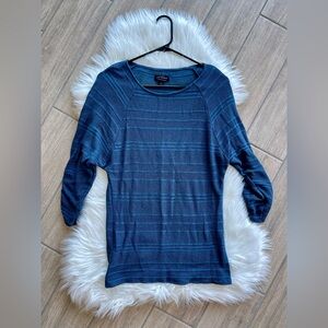 Lucky Brand Textured Blue Knit Top